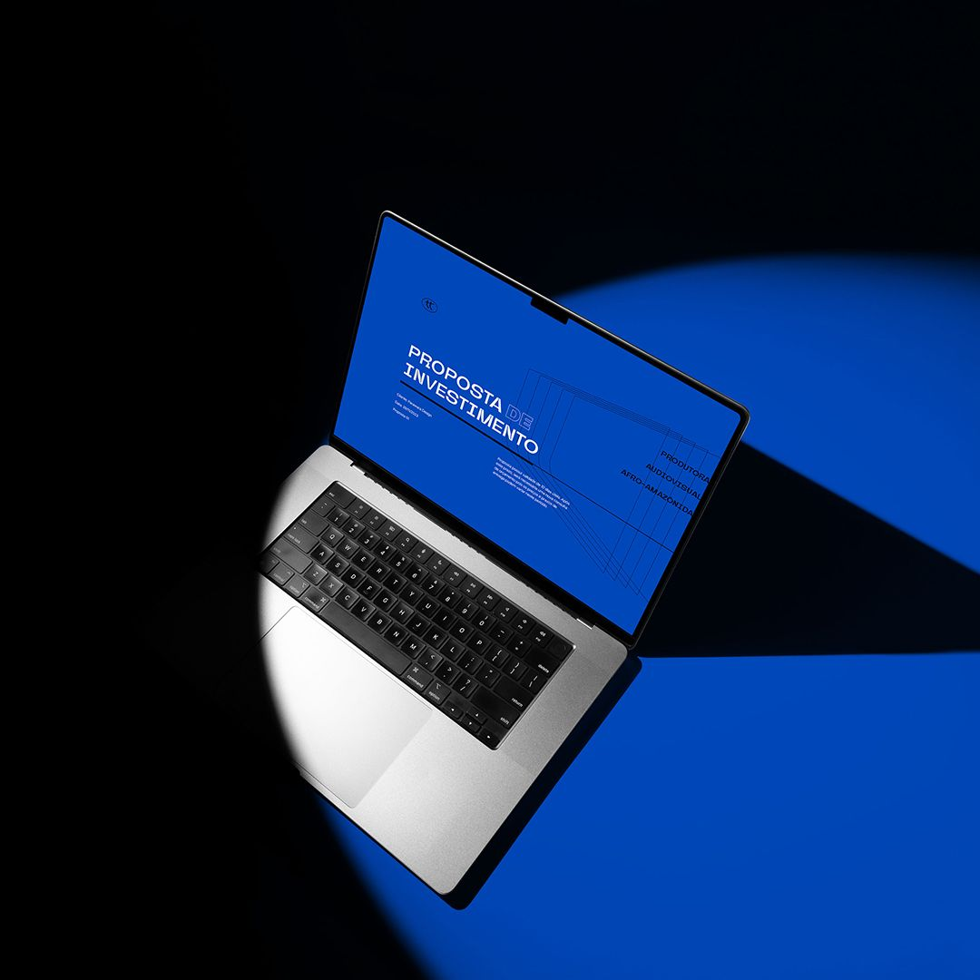 Laptop showing a creative proposal document